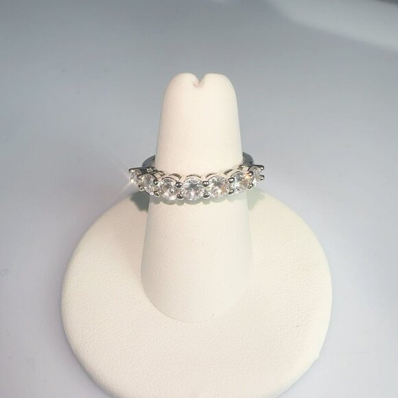 Cubic Zirconia Silver Tone Band Ring Size 10 - Picture 12 of 15